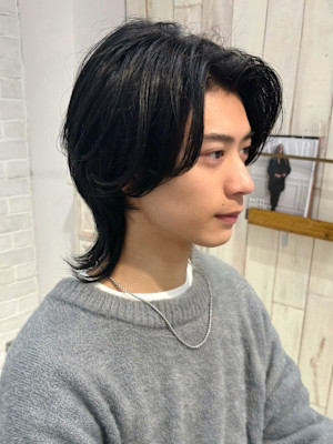 センターパート/ニュアンスパーマ/毛流れ[メンズカット竹田]