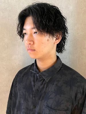 メンズミディアム　ツイストスパイラルパーマ　ニュアンスパーマ