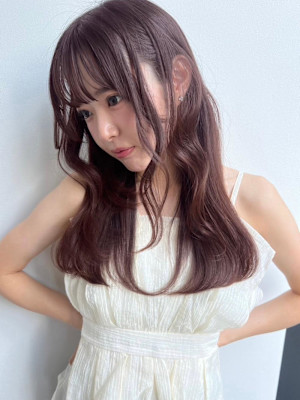 大人可愛いガーリーヘア　ピンクラベンダー