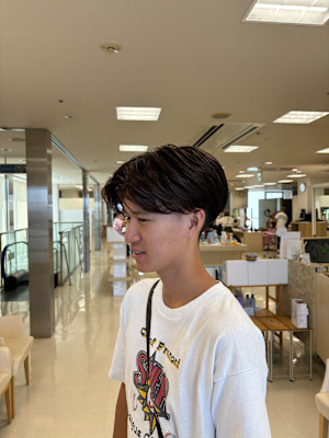 メンズパーマ/センターパート/ニュアンスパーマ/毛流れパーマ