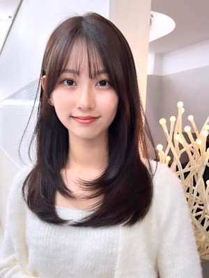 大人可愛い/ワンカールレイヤー/小顔バング/20代/30代