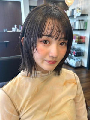 外ハネボブ/ミニボブ/ナチュラル/髪質改善