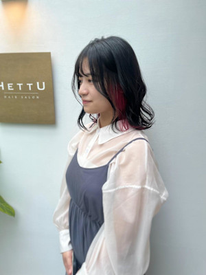 前髪/アンブレラカラー/こなれミディ/イメチェン/ウェーブ