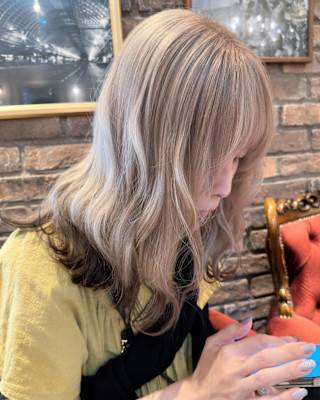 タヌキカラー_ホワイトベージュ_毛先ブラウン_オンブレ3