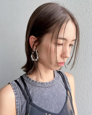 耳かけボブ_ニュアンスボブ_シアーベージュ_メルティカラー