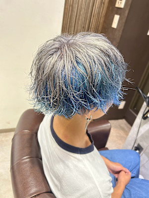 メンズカラー シルバー×ブルー