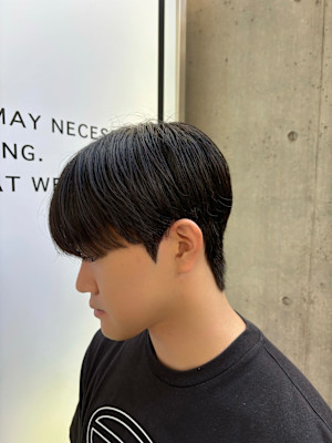 ダウンパーマ　シースルーマッシュ　メンズ　韓国ヘア　表参道