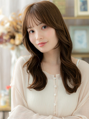 ココアベージュこなれ外国人風エアウェーブ　レイヤーパーマ