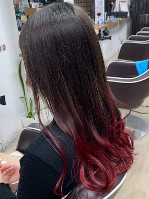 ロングの裾グラデーションカラー