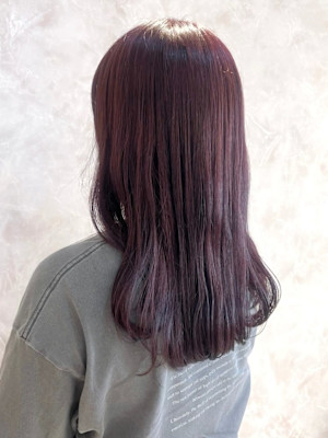 ラベンダーベージュ　暖色系　バイオレットカラー　セミロング