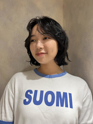 ウェーブボブ　韓国　ぱっつん