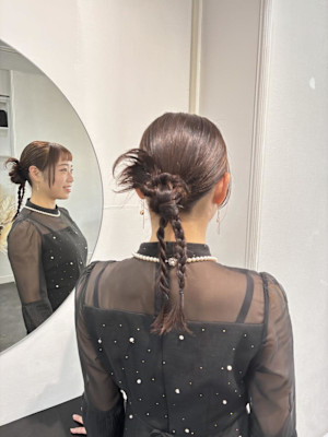 カチモリヘア/カチモリシニヨン/編み下ろし/三つ編みアレンジ