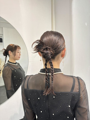 カチモリヘア/カチモリシニヨン/編み下ろし/三つ編みアレンジ