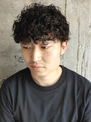 ツイストスパイラル　プードルパーマ　ツーブロック　マッシュ　