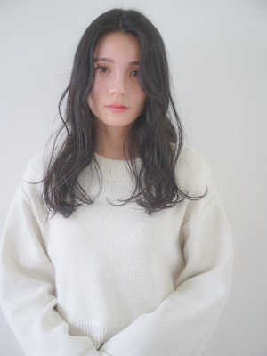 91小顔薄めバングシアーカラーレイヤーカットナチュラルカール