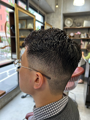 七三ヘア×パーマスタイル