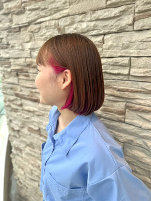 切りっぱなしボブpink inner！