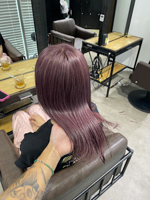 切りっぱなしボブ エアリーロング 美髪ピンクブラウン