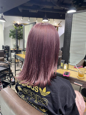 切りっぱなしボブ エアリーロング 美髪ピンクブラウン