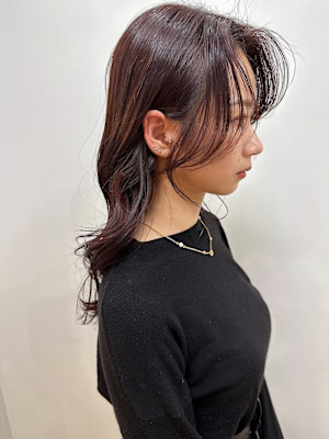 レイヤーカット/顔まわり/韓国風/金山/レッドブラウン