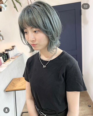 ブリーチデザインカーキアッシュカラー