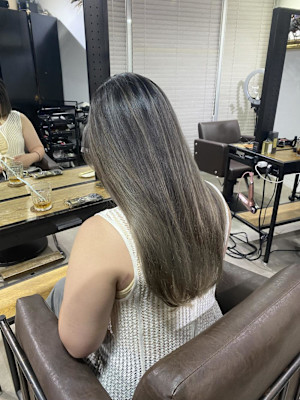 切りっぱなしボブ エアリーロング 美髪ピンクブラウン