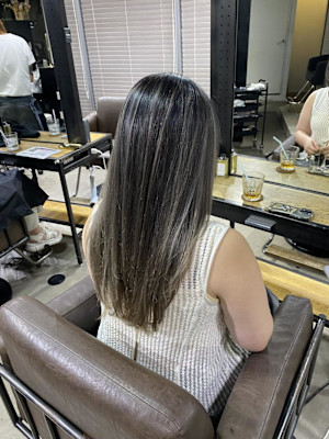 切りっぱなしボブ エアリーロング 美髪ピンクブラウン