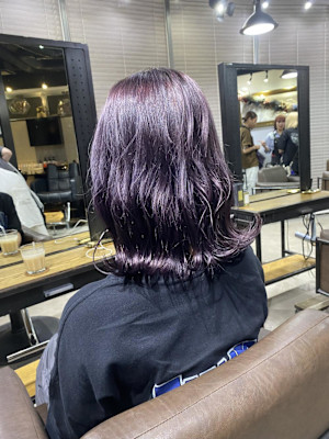 切りっぱなしボブ エアリーロング 美髪ピンクブラウン