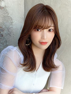 30代/40/小顔ヘア/前髪/アンブレラカラー/こなれミディ