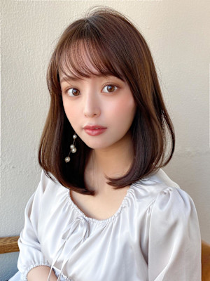 30代/40/小顔ヘア/前髪/アンブレラカラー/こなれミディ