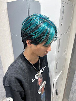 池袋メンズカラー メンズブリーチ ウルフカット