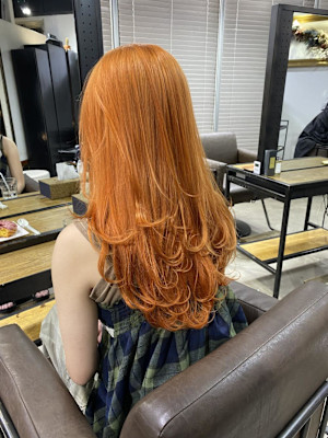 切りっぱなしボブ エアリーロング 美髪ピンクブラウン