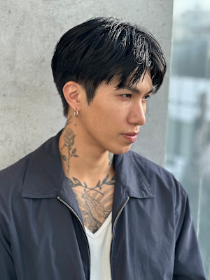 【吉田智哉】メンズパーマ、メンズセンターパート、ツーブロック