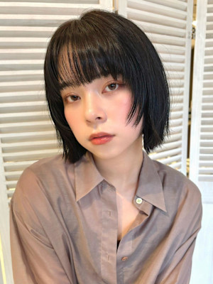 レイヤーボブ/ボブ/チャコールグレー/韓国