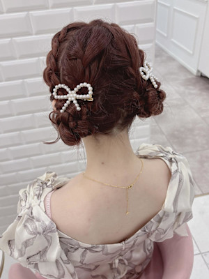 編み込みツインお団子＊まゆ