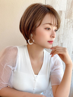 30代/40/小顔ヘア/前髪/アンブレラカラー/こなれミディ