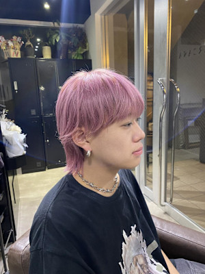 切りっぱなしボブ エアリーロング 美髪ピンクブラウン