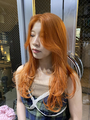 切りっぱなしボブ エアリーロング 美髪ピンクブラウン