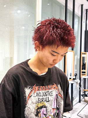 スパイキーショートレッドカラー/keshiki 大名 