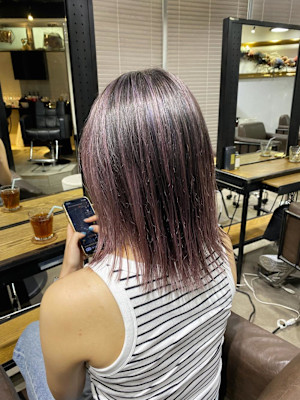 切りっぱなしボブ エアリーロング 美髪ピンクブラウン