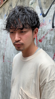 無造作癖毛風スパイラルマッシュパーマ/keshiki 大名 