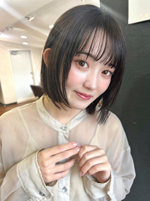 ボブ/ヘルシースタイル/ベージュ/髪質改善/外ハネボブ