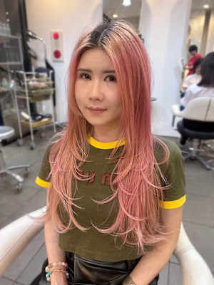 髪質改善グレージュカラーカーキベージュレイヤーロング錦糸町