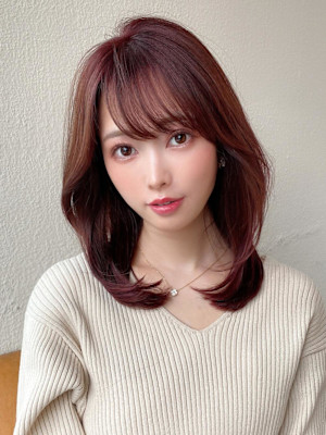 30代/40代/小顔ヘア/前髪/こなれミディ