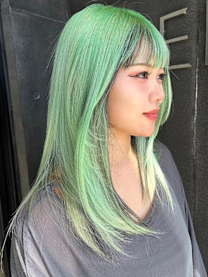 ハイトーンペールグリーン　インナーグレー　ダブルカラー