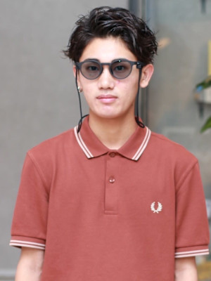 アップバング　メンズショート　ナチュラルパーマ　眉カット