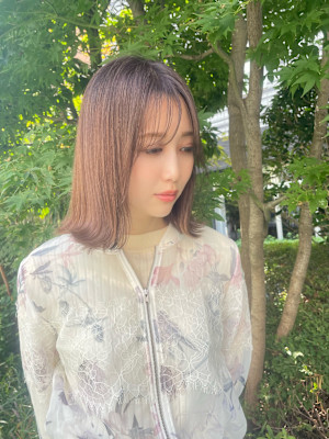 【天神赤坂警固】30代40代外はねボブ/ベージュカラー