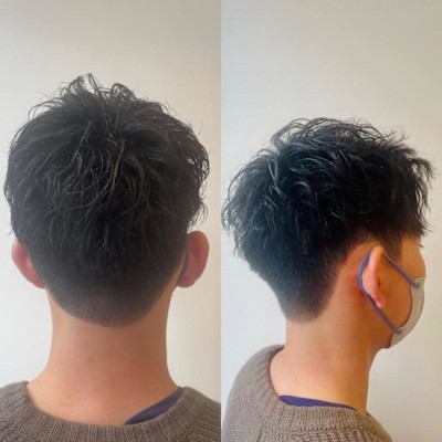 【メンズカット　波巻きパーマ】