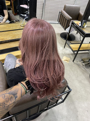切りっぱなしボブ エアリーロング 美髪ピンクブラウン