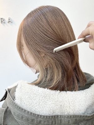 美髪/大人かわいい/こなれミディ/サンドベージュ